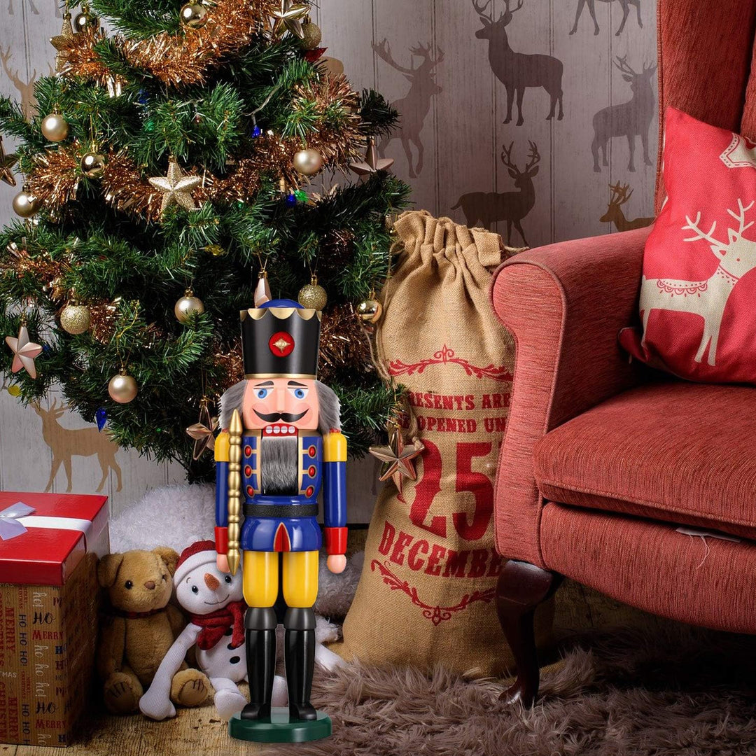 Seiffener Volkskunst Nussknacker König blau | Nussknacker Figur gross Höhe 50 cm | Weihnachtsdeko Fi