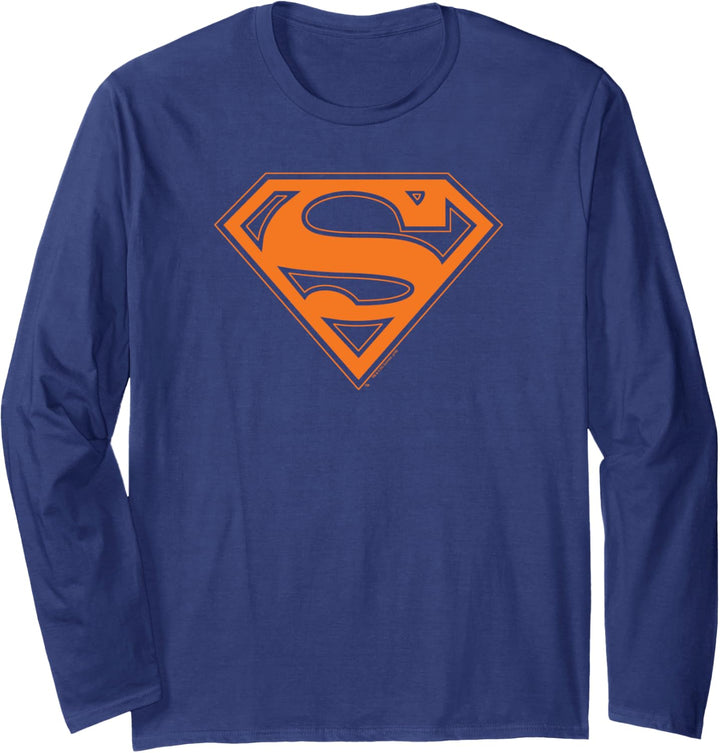 Superman Navy &amp; Orange Shield Langarmshirt