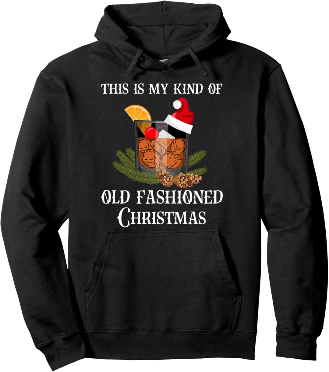 Christmas Old Fashioned Whiskey Bourbon Brandy Cocktail Pullover Hoodie