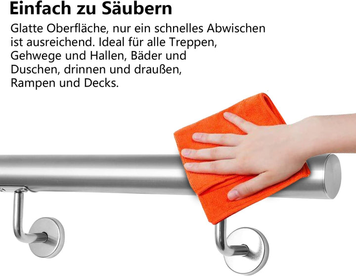 Ikodm Edelstahl Handlauf Treppengeländer Geländer Wandhandlauf Wand Treppe 50 cm Ø 42mm für Aussen &amp;