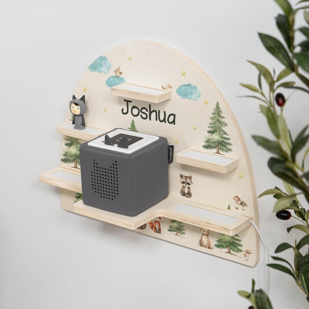 Geschenkfreude Personalisiertes Toniebox Regal für Kinderzimmer - Kinder Wandregal für Tonie Hörfigu