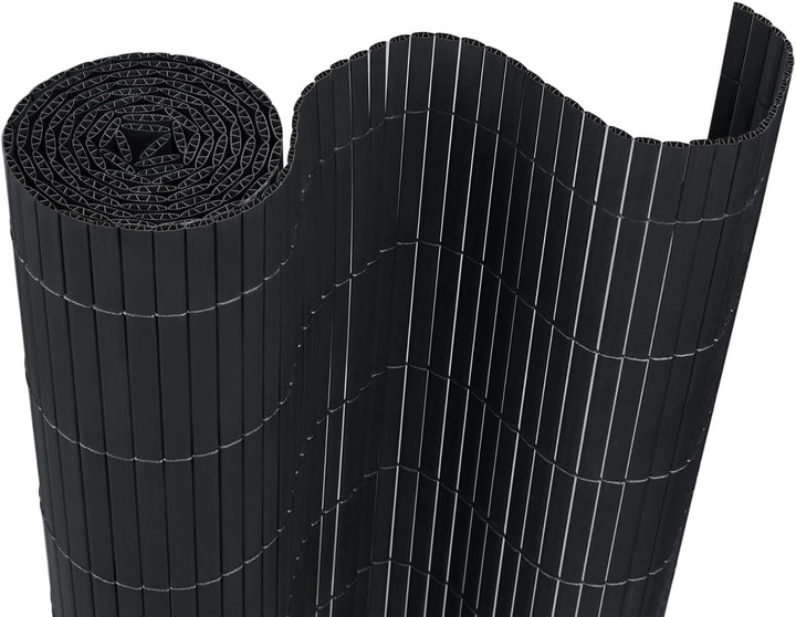 PVC Sichtschutzmatte Sichtschutzzaun 90x1000CM, Anthrazit, Outdoor Sichtschutz mit verstärkten Lamel