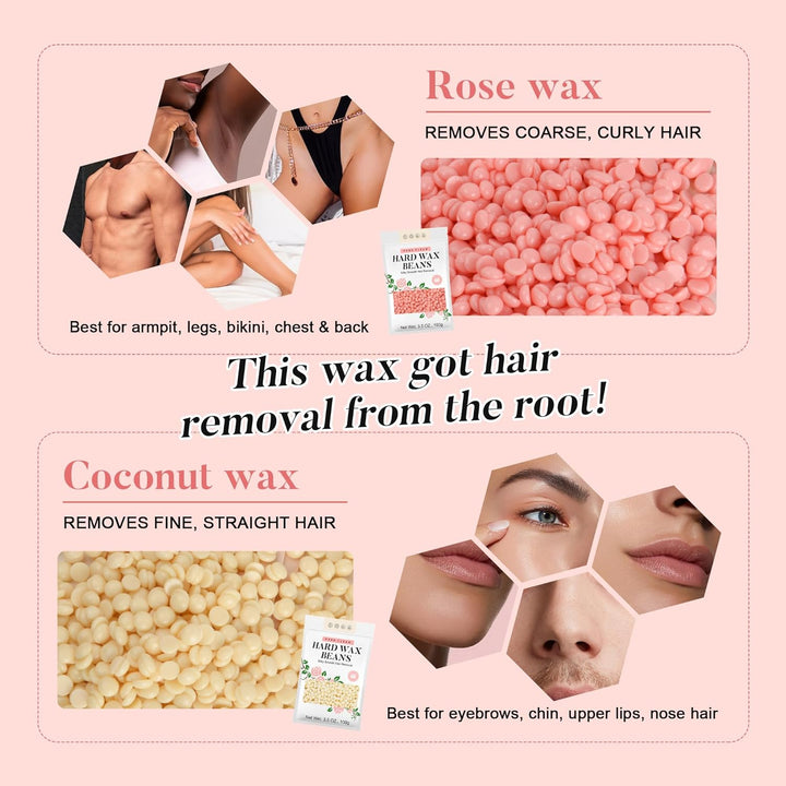 PURECLEAN Waxing Set – Schnell Aufheizender Digitaler Wax Maschine – 4 Packungen Wachsperlen, Nachwa