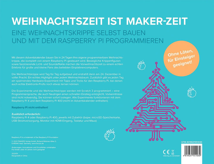 FRANZIS 55103 - Raspberry Pi Adventskalender, in 24 Tagen eine Weihnachtskrippe bauen und programmie