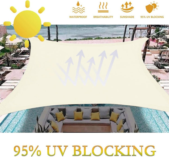 Dripex Sonnensegel wasserdicht Sonnenschutz Set 3X3 m inkl Befestigungsseile Rechteckig Polyester Im