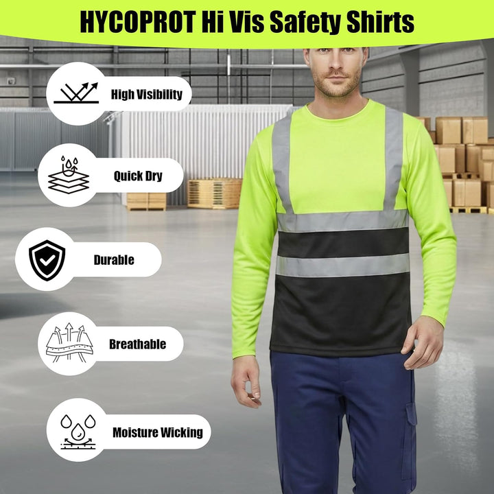 HYCOPROT Warnschutz T-Shirt Warnweste Reflektierend Hochsichtbares Warnweste Warnshirt Atmungsaktiv