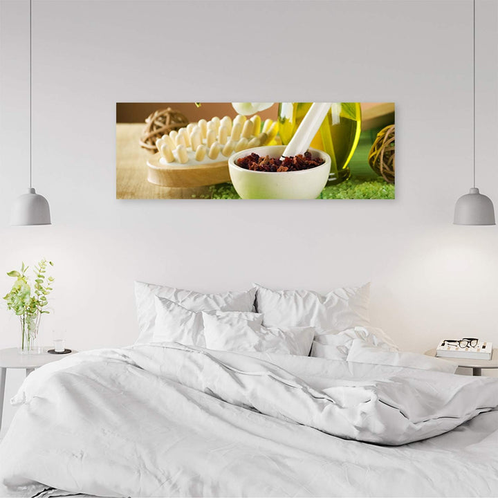 Feeby Bild auf Leinwand Spa Kunstdruck modern für Wohnzimmer Grün 120x40 cm Leinwandbild 120x40 cm G