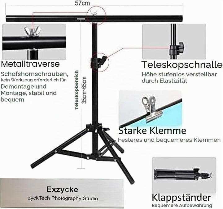 Exzycke Fotohintergrundpapier mit Ständer, 86,4 x 58,4 cm, doppelseitig, für Foto-Tischplatten, Requ