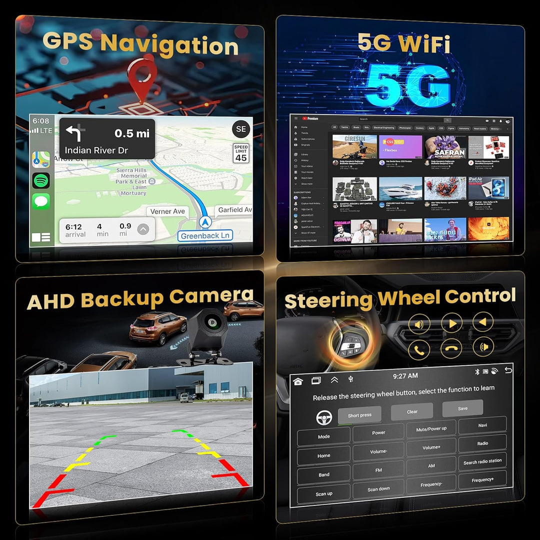 Hikity 8 Core 4+64GB Android 15 Autoradio für Toyota Auris 2006-2011, 9" Bildschrim Radio mit Wirele
