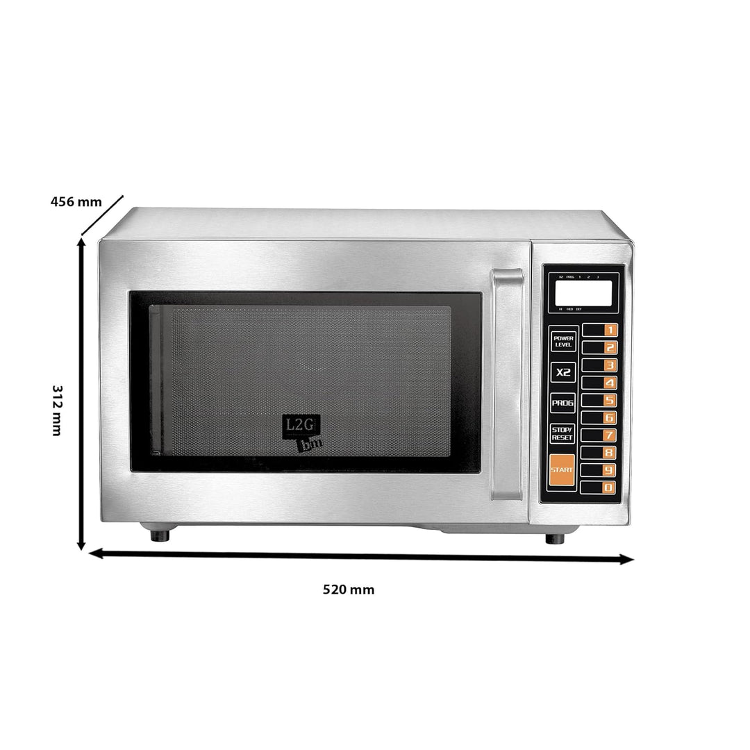 SARO Mikrowelle für Gastronomie – 25 L – 1000 W – Edelstahl – Keramikboden – 3 Leistungsstufen – 20