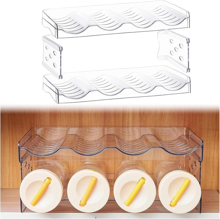 Flaschen Organizer, 2er Set Fasst 8 Behälter, Stapelbarer Flaschenhalter, Flaschenablage, Flaschen O