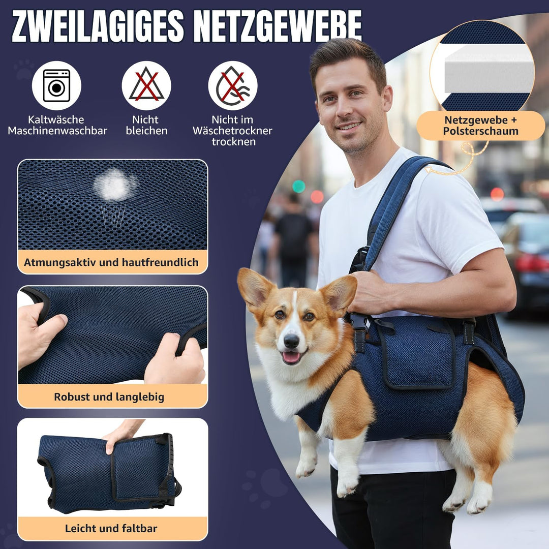 Eyein Tragehilfe für mittelgrosse grosse Hunde, atmungsaktive Tragetasche Hund mit Gurten & Haltegri