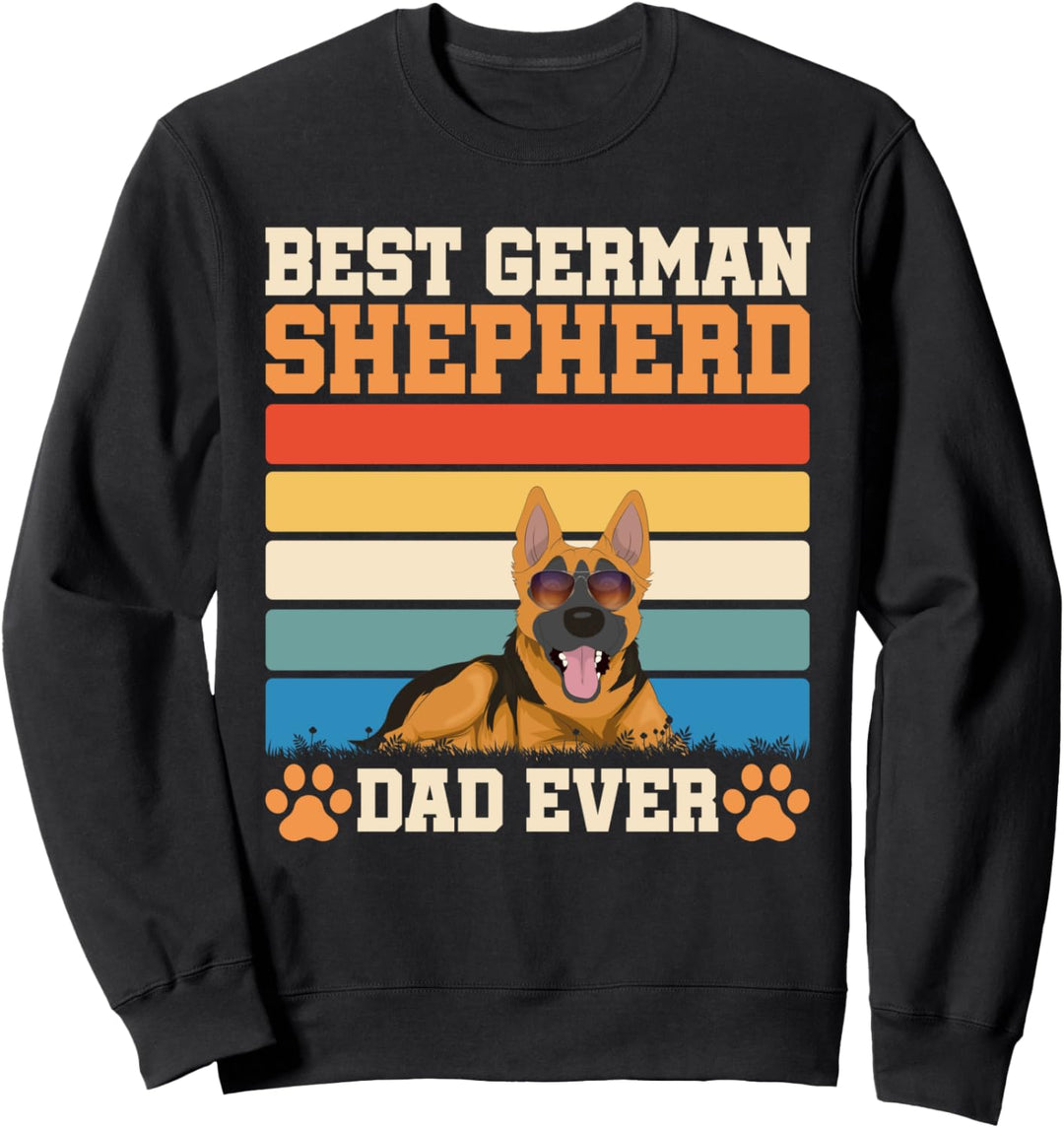 Hunde Papa Vatertag Geschenk Retro Deutscher Schäferhund Sweatshirt