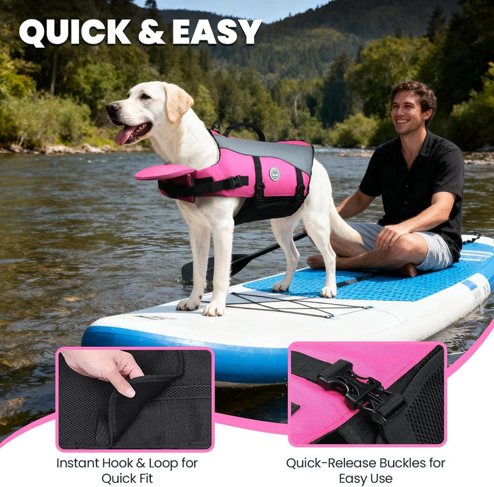 VIVAGLORY Front Float Schwimmweste Hund, Hundeschwimmweste für Bootfahren, Schwimmweste with Kopfstü