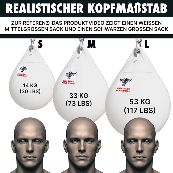 Bull Doza Weisser Wasser-Boxsack – Wassergefüllter Box-Trainingssack – Langlebig (Small/Medium/Large