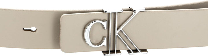 Calvin Klein CKJ Monogram Minimal Mono Hardware Belt 25MM W80 Eggshell