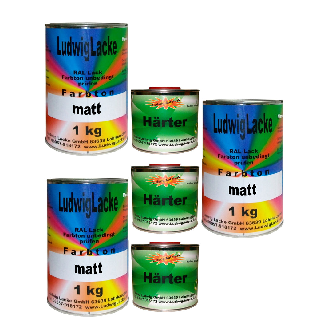 Ludwiglacke 4,5 kg Set Autolack mit Härter matt RAL 7011 Eisengrau