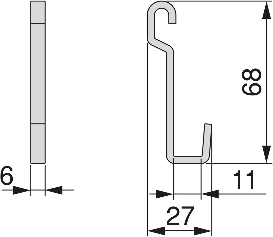 Emuca - 5-Haken Set für die Küche, Küchenutensilienaufhänger, Stahl, Anthrazitgrau Batch of 5 hooks,