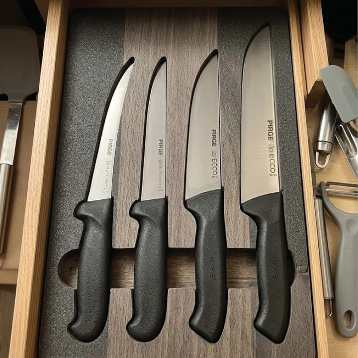 Pirge Metzgermesser Set 4 TLG Schlachtermesser - Fleischermesser - Stechmesser - Exzellenter Schärfe
