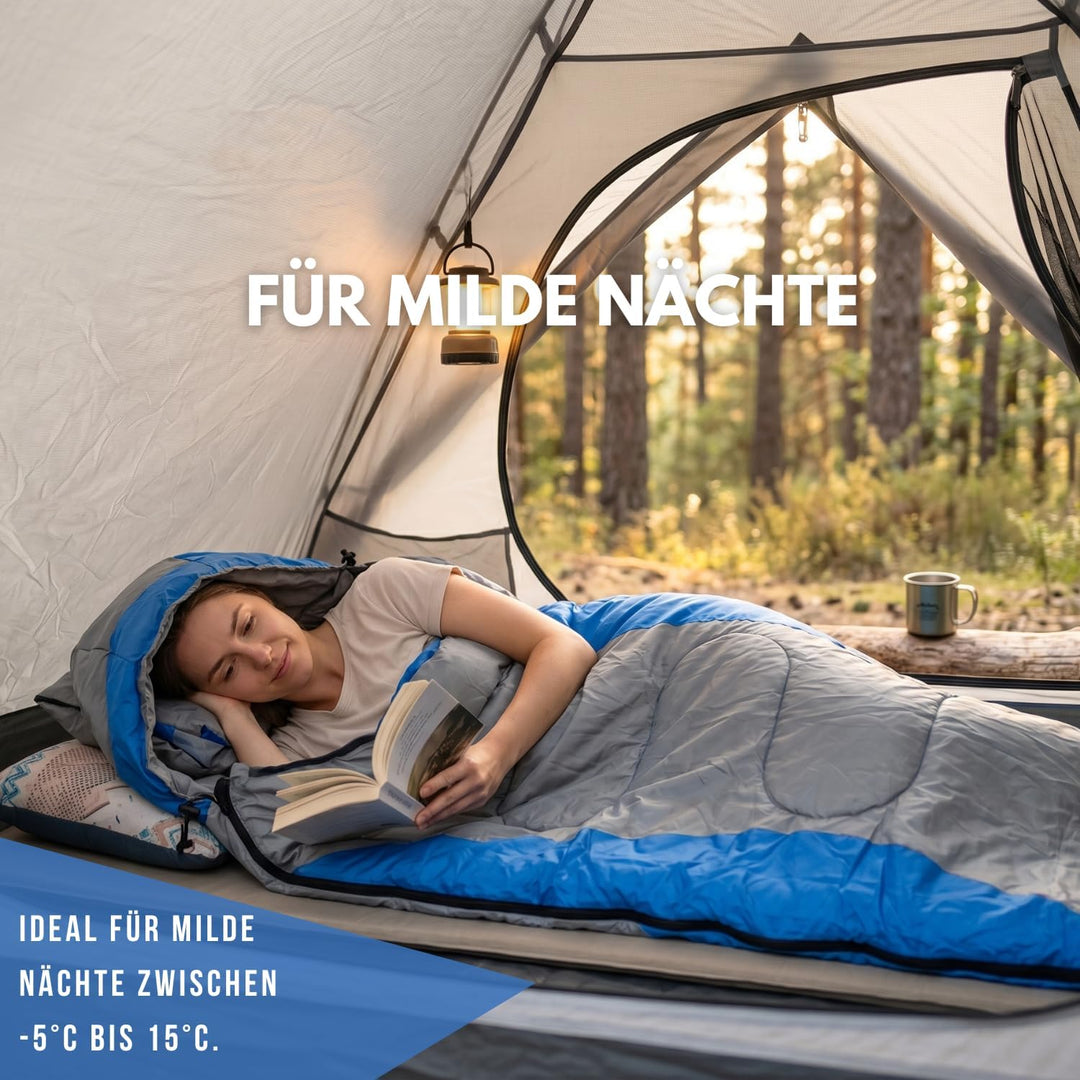 Deckenschlafsack Erwachsene -5C bis 15C Camping 77 x 202,5 cm – Schlafsack Camping als Decke nutzbar