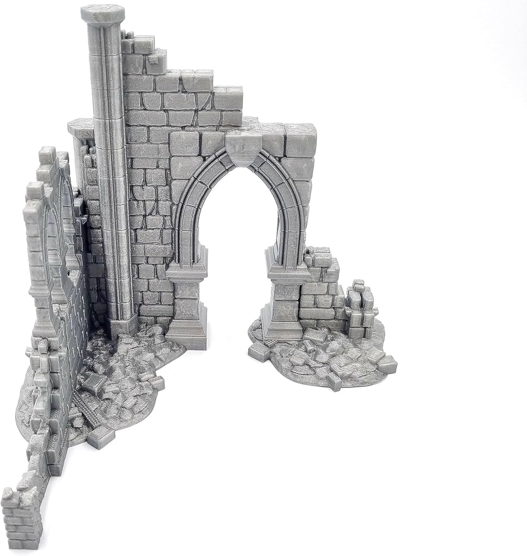 QP3D - Battle Ruined Building Wall, Terrain Scenery for Tabletop & RPG 28-32mm Miniatures Wargame Pr
