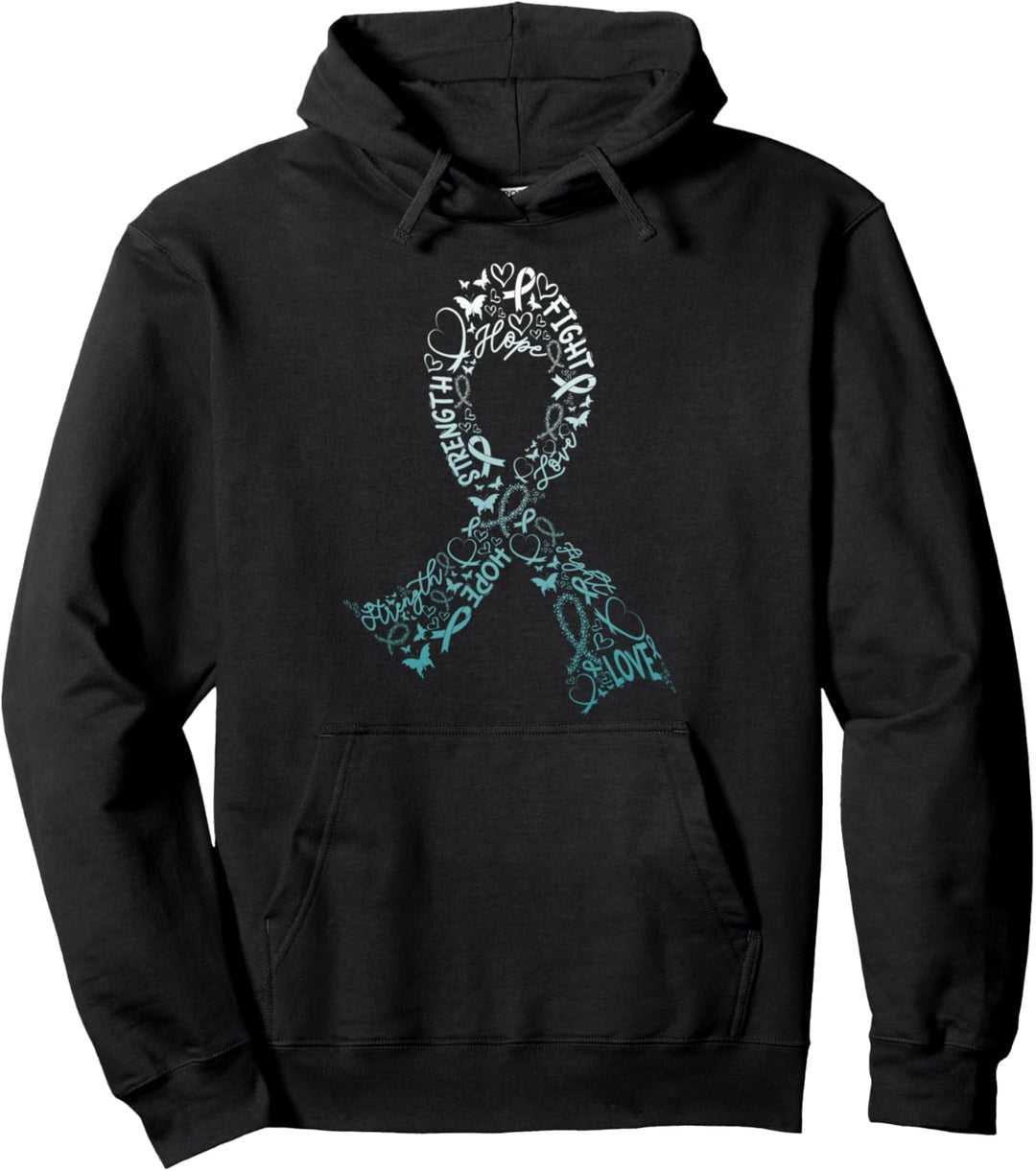 Gebärmutterhalskrebs Kampf Krieger Teal Krebs Ribbon Geschen Pullover Hoodie