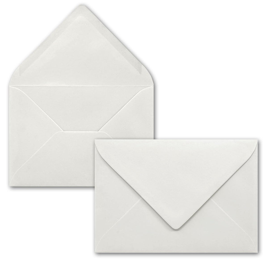 150x kleine Umschläge in Hellgrau DIN C7 8,1 x 11,4 cm mit Spitzklappe und Nassklebung in 80 g/m² -
