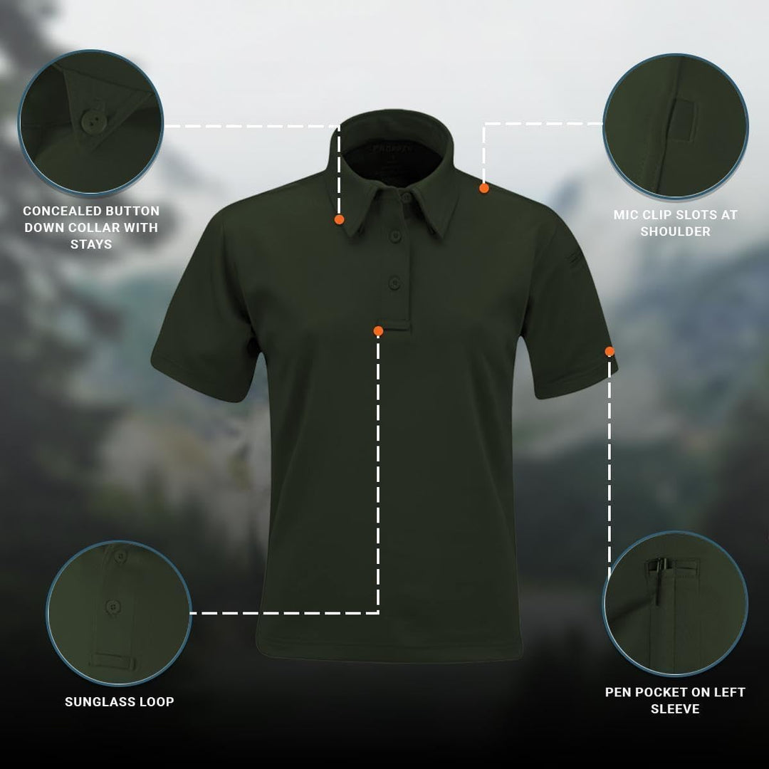 Propper I.c.e Performance Polo-Short Sleeve für Damen, Dunkelgrün XXL