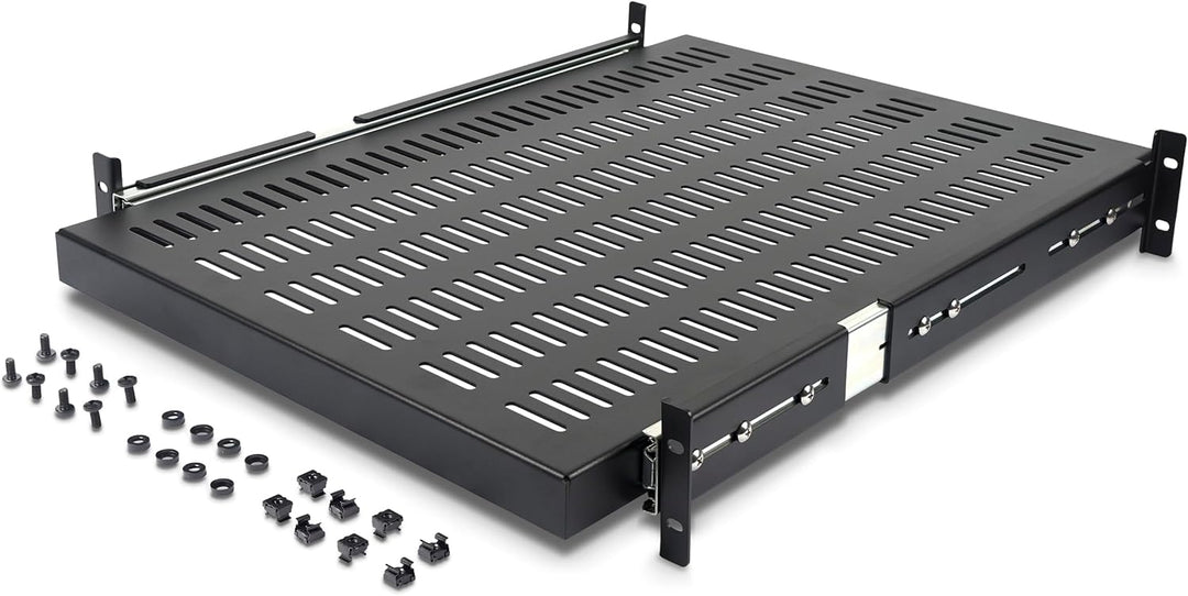 StarTech.com 2 HE Schiebefachboden für Server Rack Montage - Einstellbare Einbautiefe von 51 bis 74