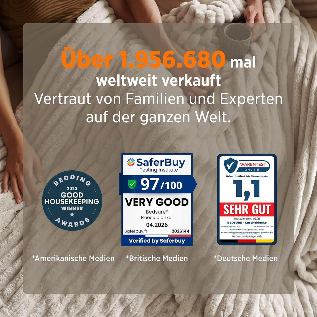 BEDSURE Kuscheldecke für Zimmer Deko - Wolldecke & Fleecedecke, Sofadecke, Weiche Warme Grobe Kordde