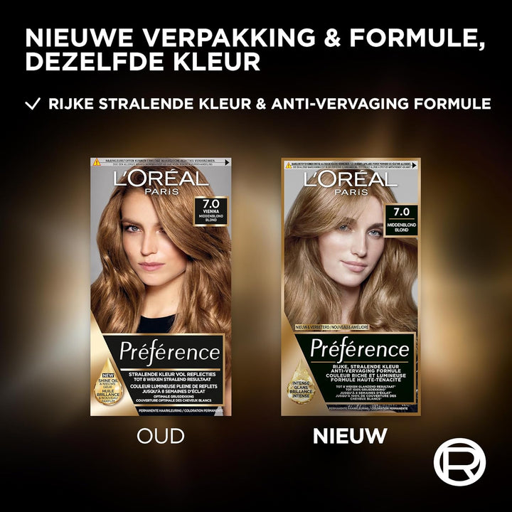 LOral Paris Prfrence 7 - Midden Blond - Haarverf met Color extender Mittelblond 1 g (1er Pack), Mitt