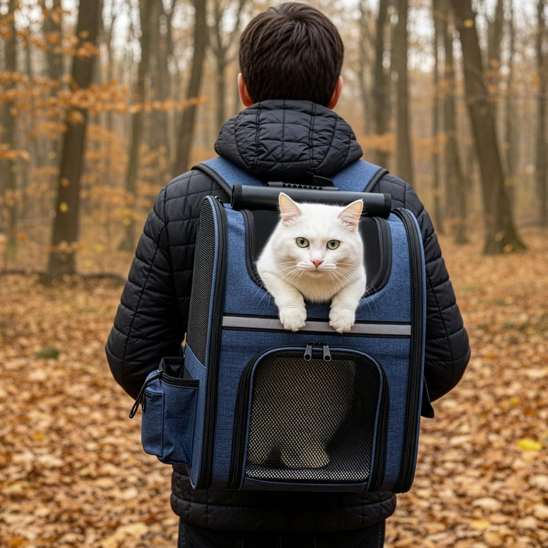Erweiterbarer Haustier-Rucksackträger für Katzen &amp; Hunde, Atmungsaktiver Katzen-Rucksackträger mit P