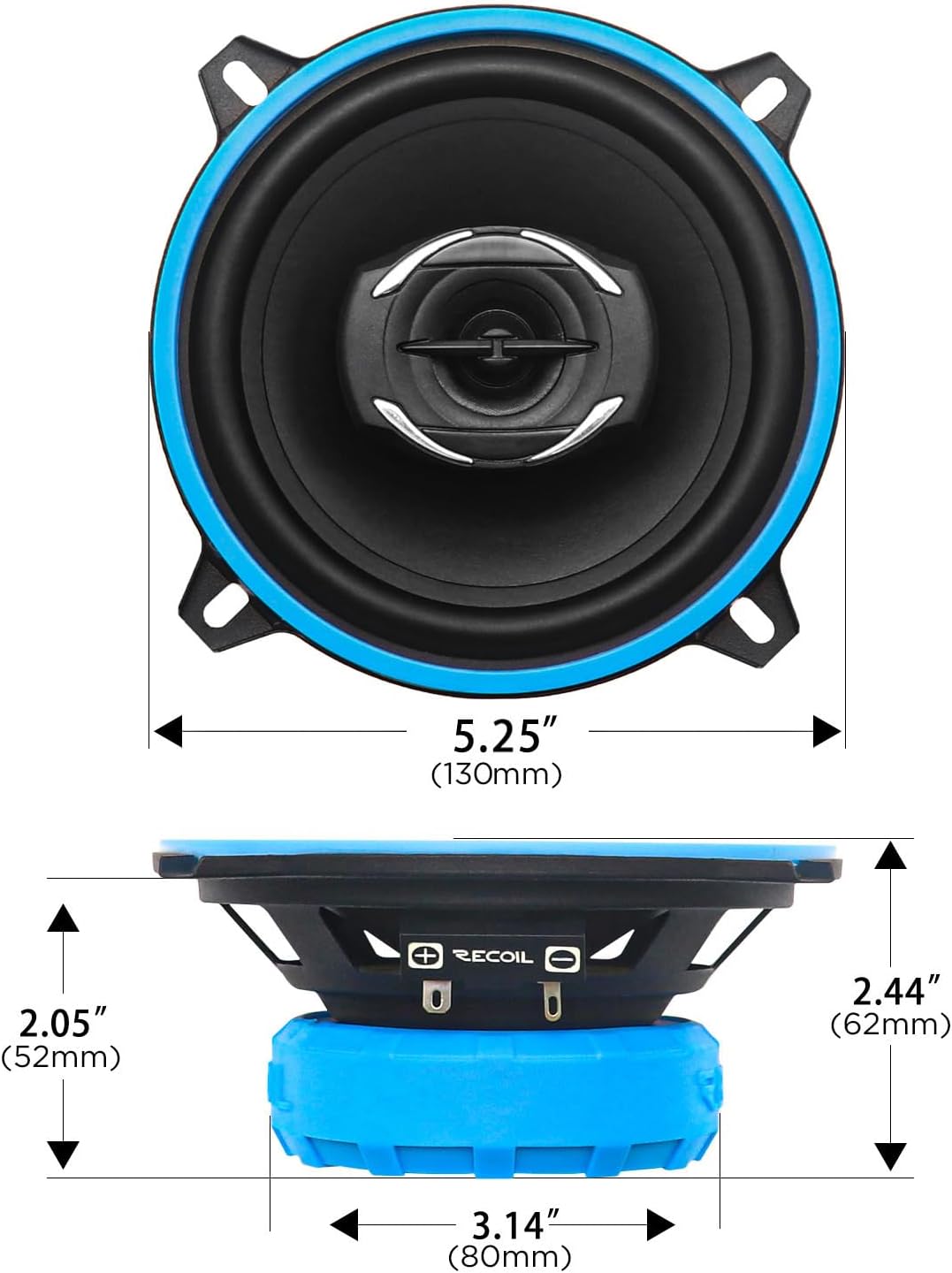 RECOIL RCX-525 Echo Serie 13cm (5,25") Koaxial-Lautsprechersystem 2-Wege Auto-Lautsprecher 80 Watt R