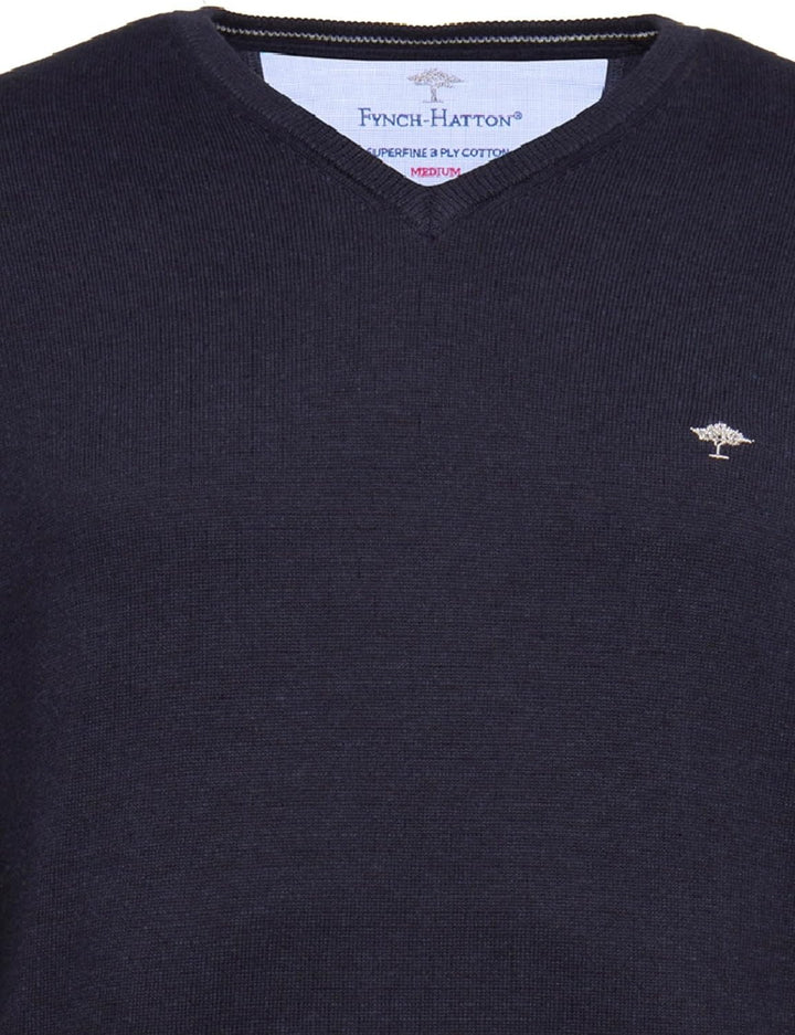 FYNCH-HATTON Herren, V-Neck Pullover S Blau (Night 680), S Blau (Night 680)