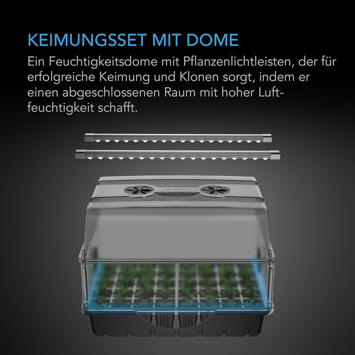 AC Infinity Feuchtigkeitskuppel, Keimset mit LED-Wachstumslichtstäben, stabile Abtropfschale, 5x8 Ze