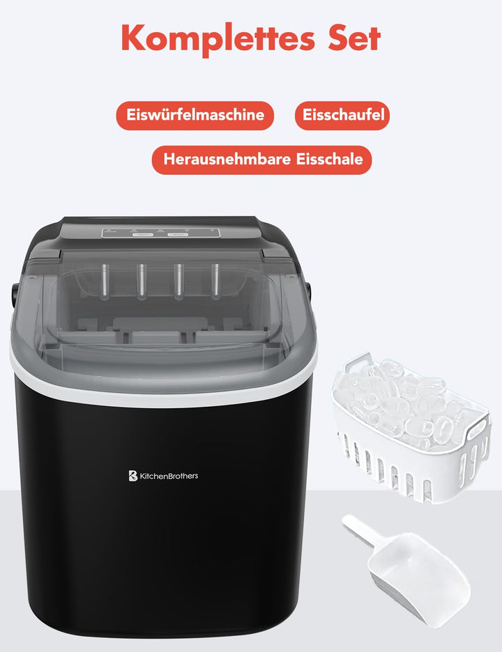KitchenBrothers Eiswürfelmaschine Klein - Crushed Ice Maschine - Eiswürfel Maschine, Würfel - Ice Cu