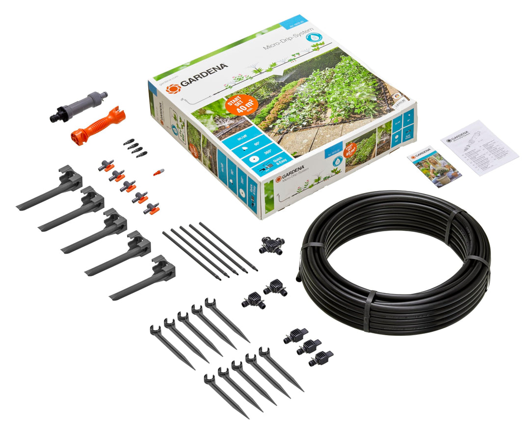 Gardena Start Set Pflanzflächen: Micro-Drip-Gartenbewässerungssystem zur individuellen, flexiblen Be