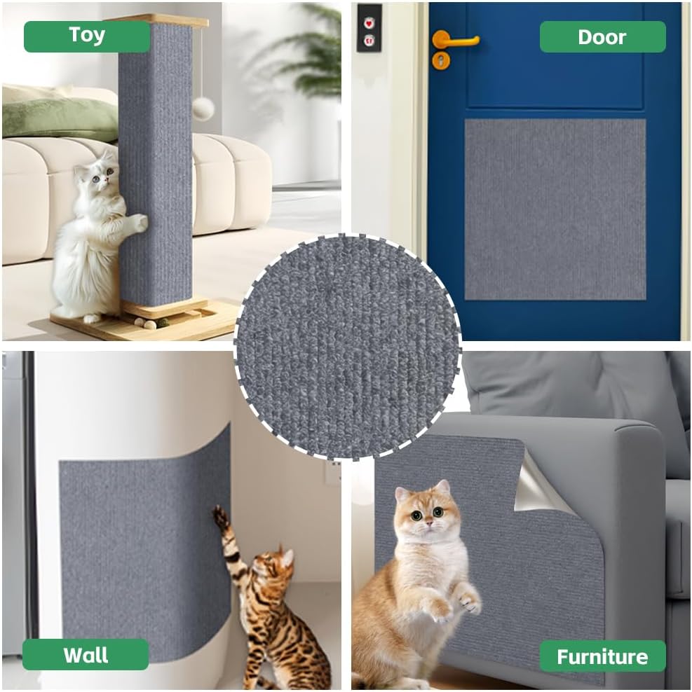 Katze Kratzmatte Selbstklebend, 300cmx40cm Kratzbretter Kratzschutz für Sofa, Trimmbare DIY Kratzbre