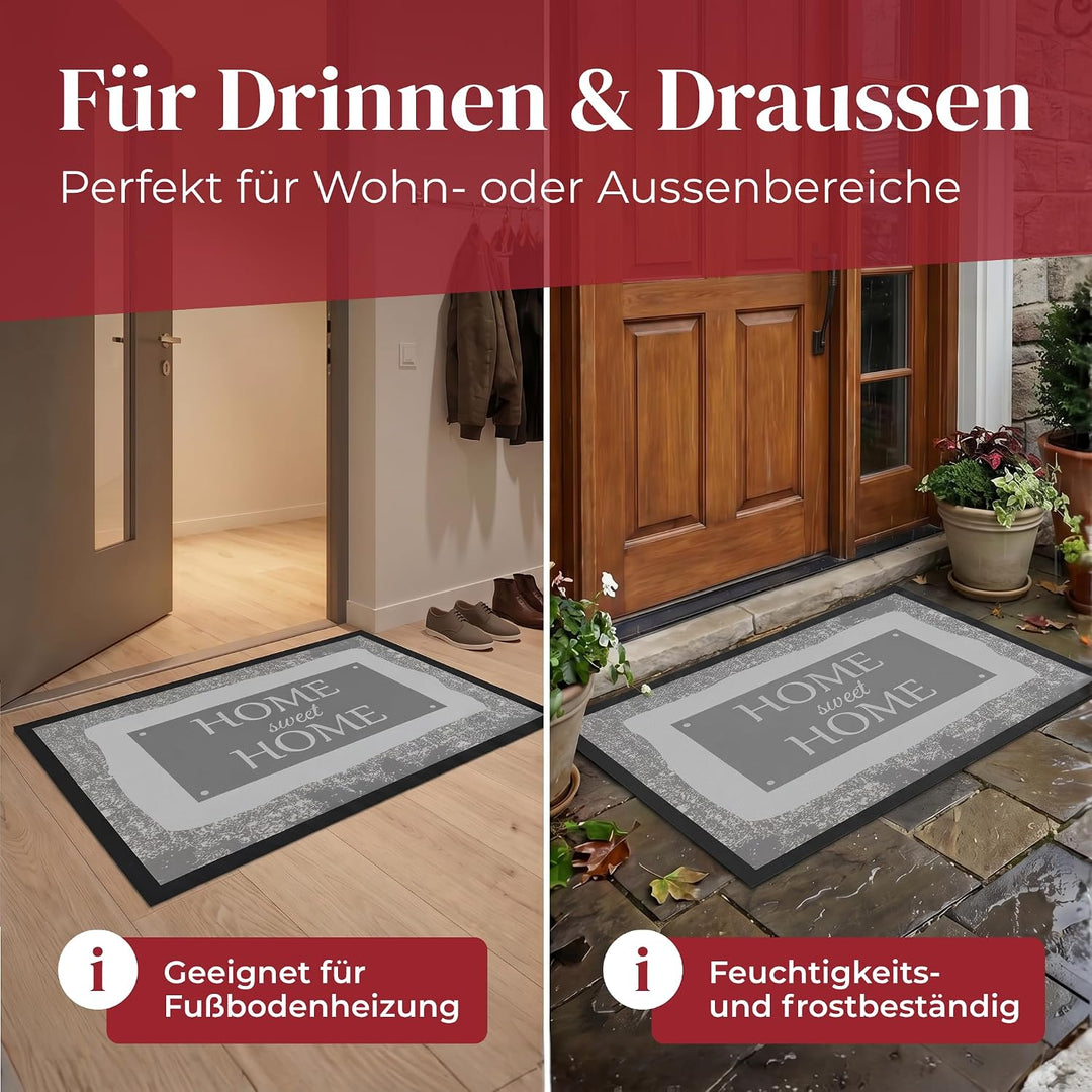 Valia Home Hochwertige Fussmatte 60x80 cm (Large) – Schmutzfangmatte für Innen &amp; Aussen, rutschfest