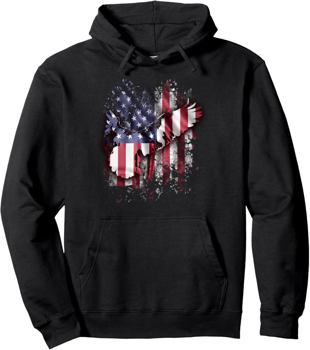 Adler &amp; Amerikanische Flagge Vintage 4. Juli T Shirt Pullover Hoodie