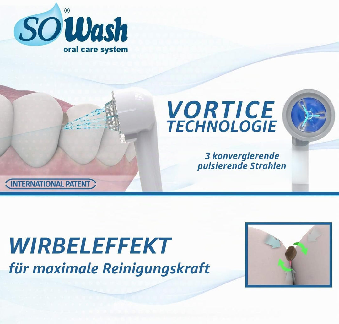 SoWash Munddusche | TRIO | Verbindet mit dem Wasserhahn | Munddusche ohne Batterien und Strom |Itali
