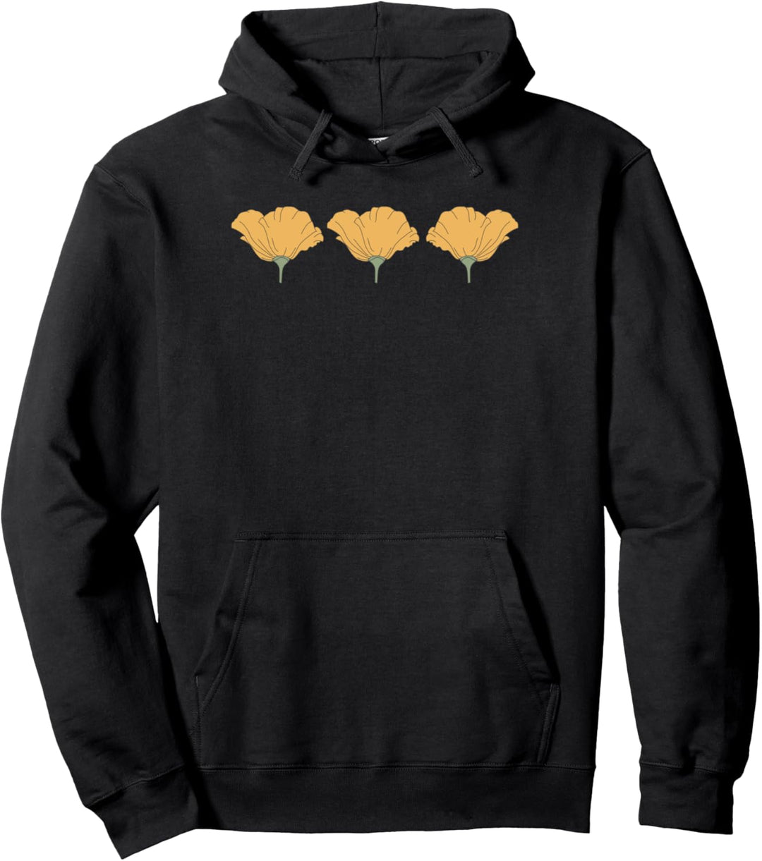 Trendy Three Poppies Center Icons Pullover Hoodie