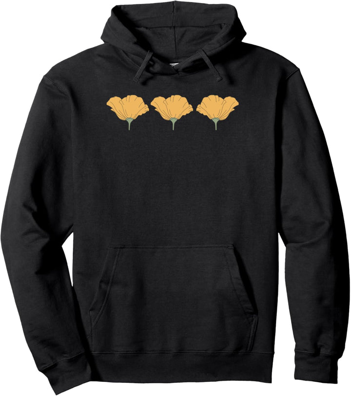 Trendy Three Poppies Center Icons Pullover Hoodie