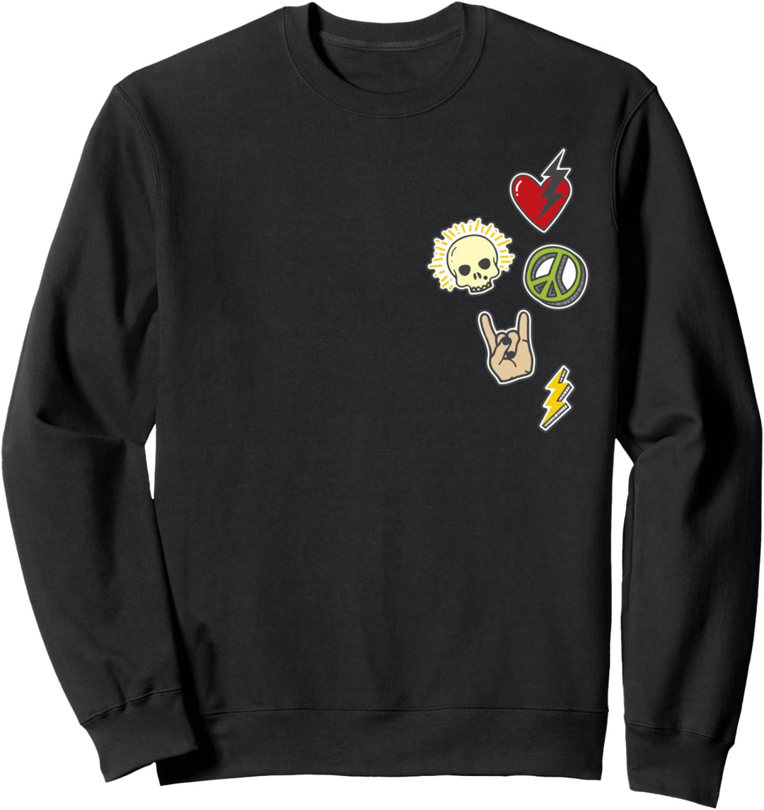 Rock On Left Chest Patches Sweatshirt