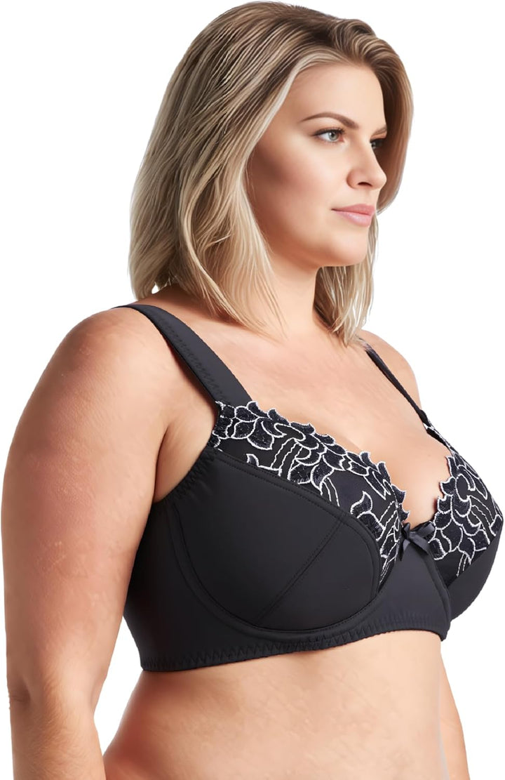Curve Muse Damen Übergrösse Minimizer Bügel-BH mit Stickspitze - 2er Pack 75C Pink,dark Grey(2 Pack)