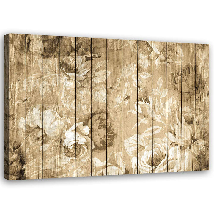 Feeby Leinwandbild Blumen Bild Kunstdruck rustikal Braun 70x50 cm Leinwandbild 70x50 cm Braun_a, Lei