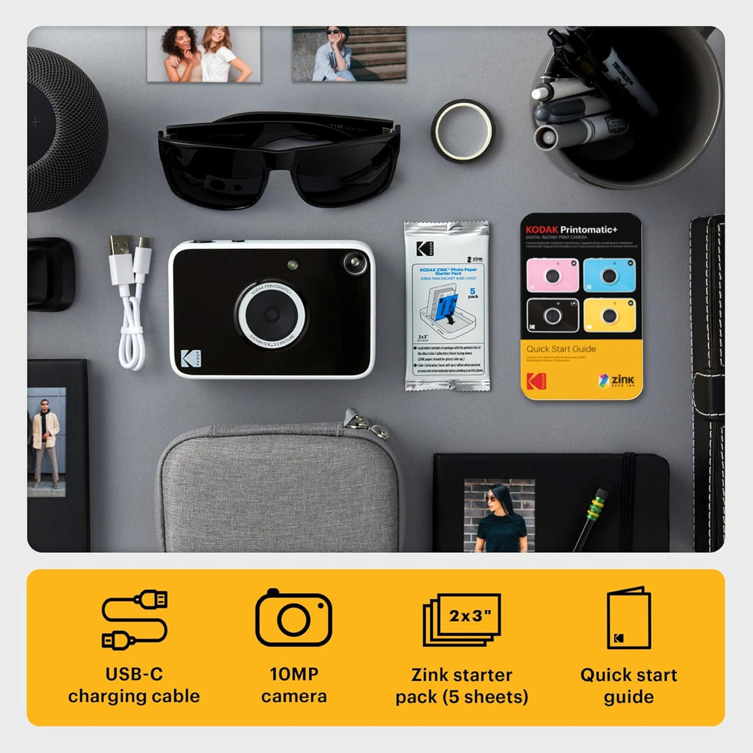 Kodak Printomatic+ Sofortbild Digitalkamera Starter-Set mit Tragetasche (Rosa) und 20er Zink-Fotopap