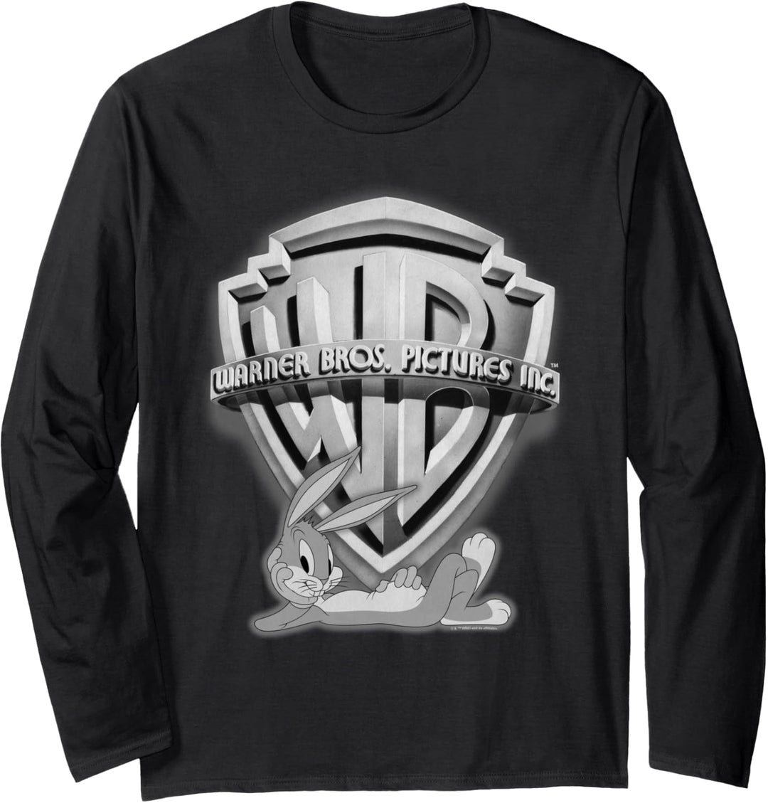 WB 100: Looney Tunes Vintage Warner Bros Shield & Bugs Bunny Langarmshirt