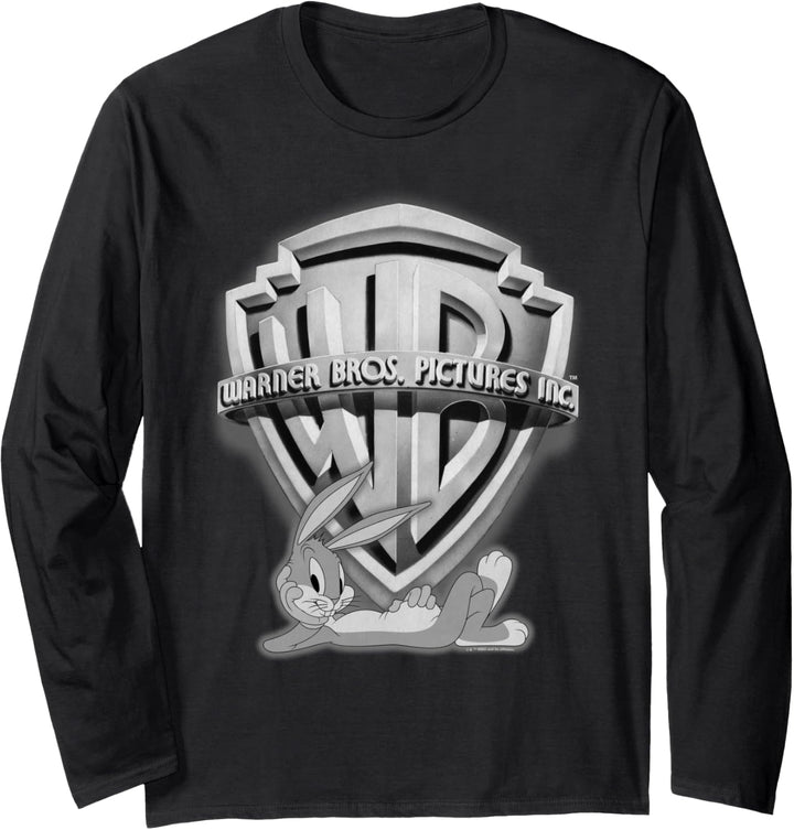 WB 100: Looney Tunes Vintage Warner Bros Shield & Bugs Bunny Langarmshirt