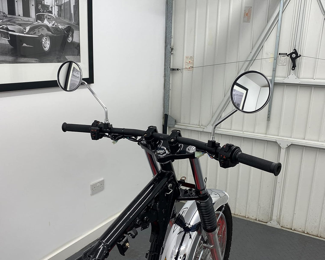 Chrom M10 Motorrad Spiegel - Rund - Paar - Easy Fit Basic Einfach - Im Uhrzeigersinn Gewinde
